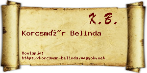Korcsmár Belinda névjegykártya